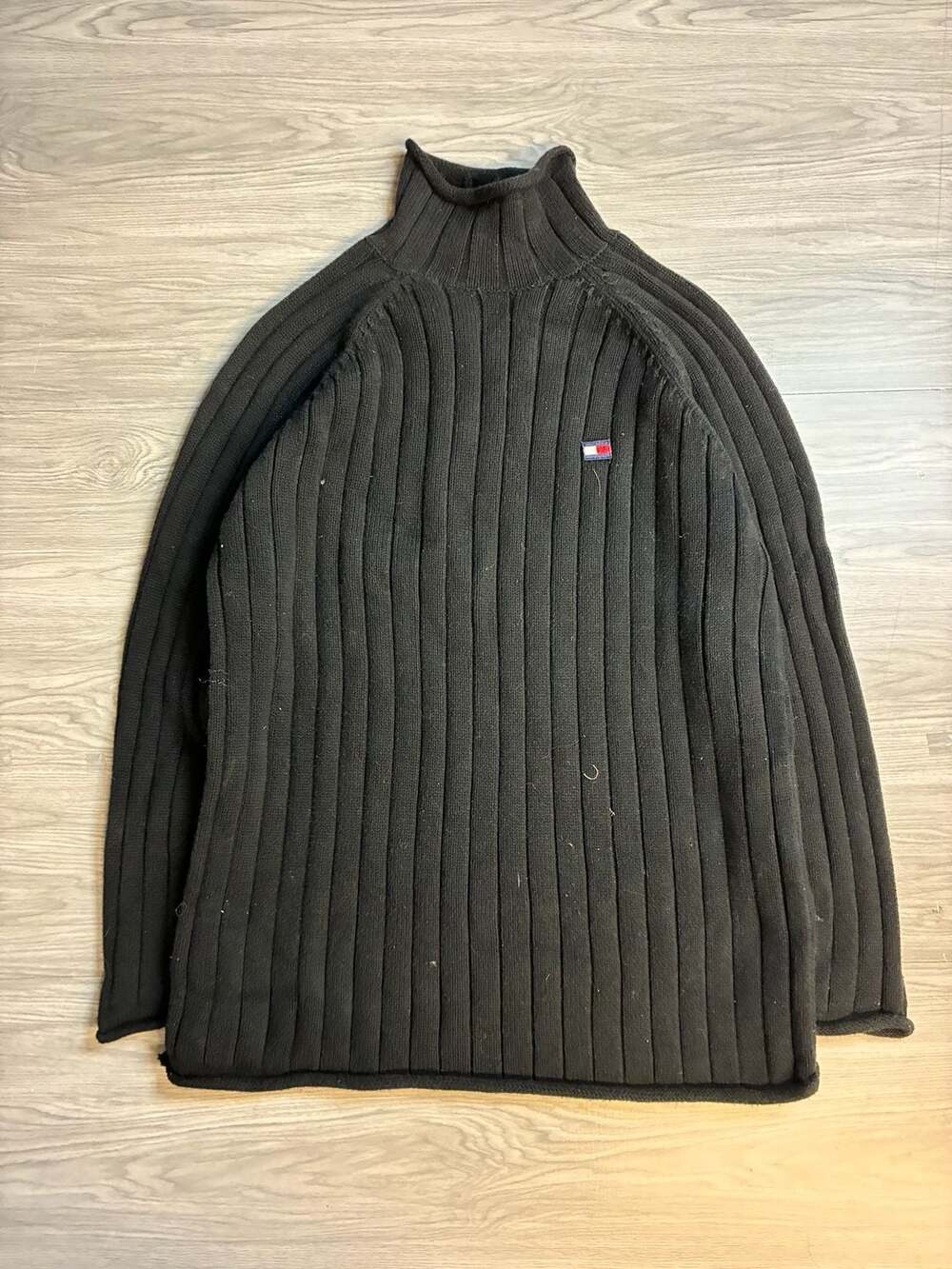 Tommy Hilfiger Black Ribbed Mock Neck Sweater Size S